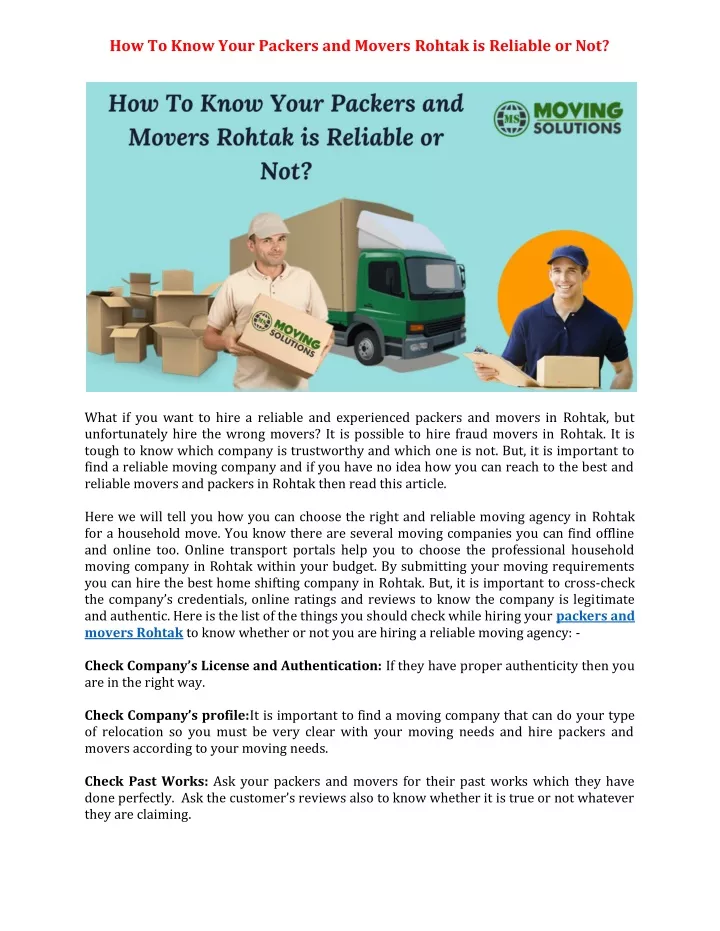 how to know your packers and movers rohtak
