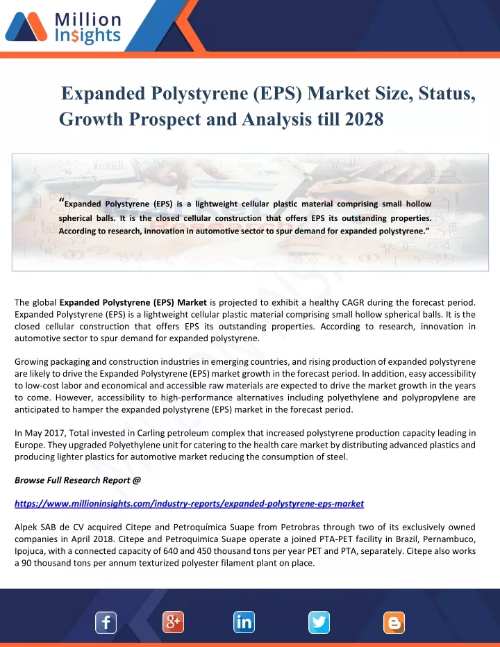 expanded polystyrene eps market size status
