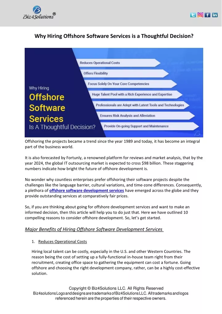 why hiring offshore software services