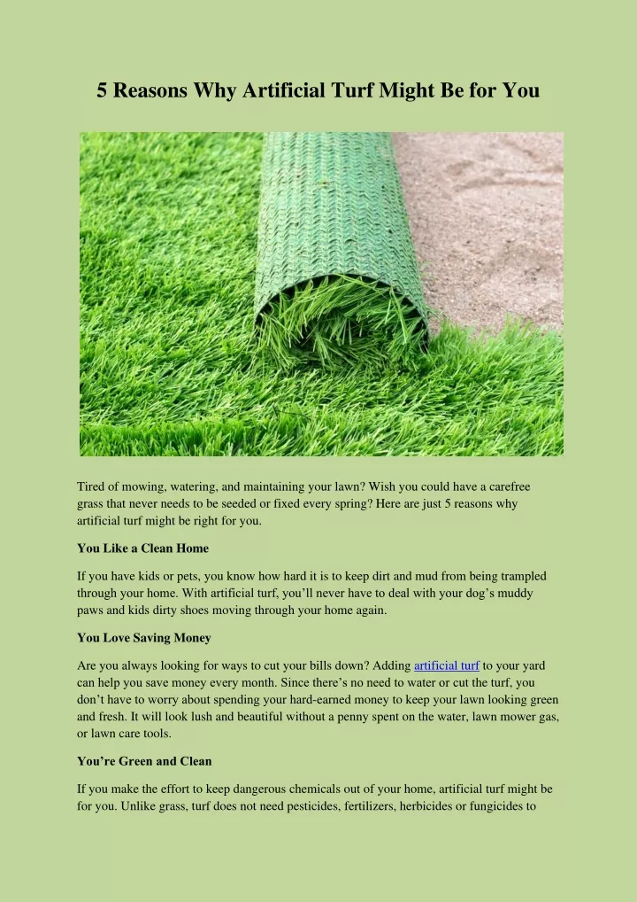 5 reasons why artificial turf might be for you