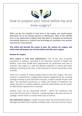 How to prepare your home before hip and knee surgery?