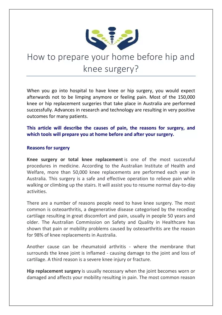 how to prepare your home before hip and knee