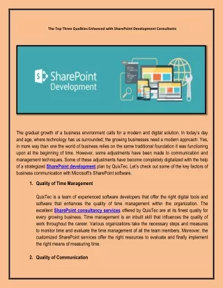 the top three qualities enhanced with sharepoint