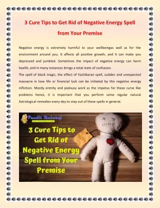 3 Cure Tips to Get Rid of Negative Energy Spell from Your Premise