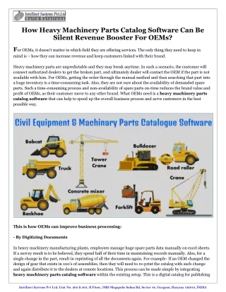 How Heavy Machinery Parts Catalog Software Can Be Silent Revenue Booster For OEMs