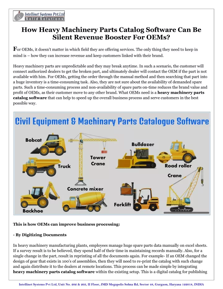 how heavy machinery parts catalog software