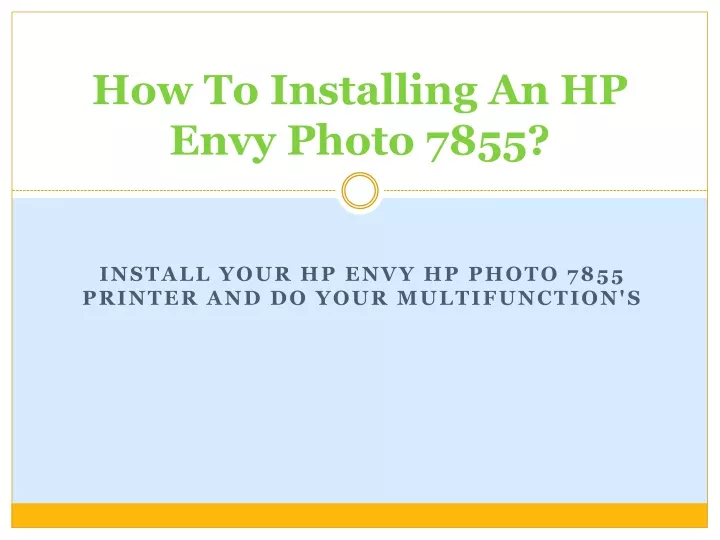 how to installing an hp envy photo 7855
