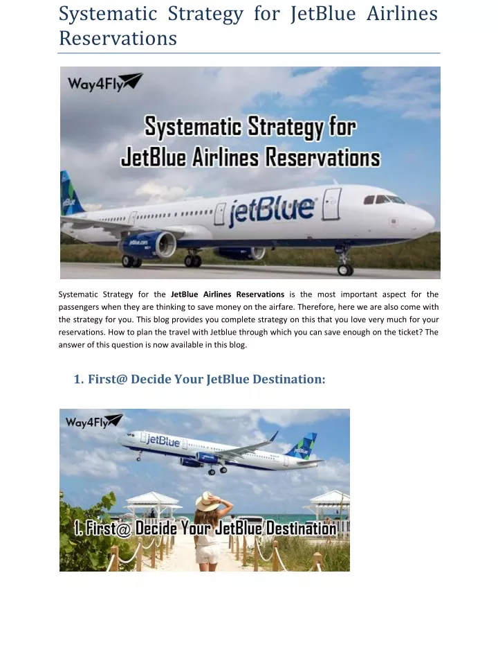 systematic strategy for jetblue airlines