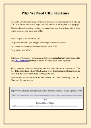 Why we need URL Shortener