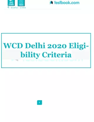 WCD Delhi 2020 Eligibility Criteria