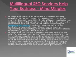 Multilingual SEO Services Help Your Business – Mind Mingles