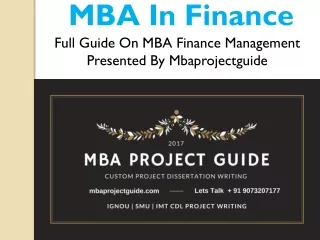 MBA In Finance Management
