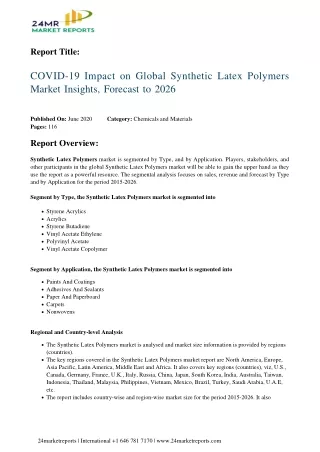 Synthetic Latex Polymers Market Insights, Forecast to 2026