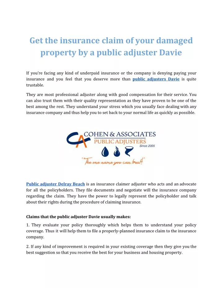 get the insurance claim of your damaged property