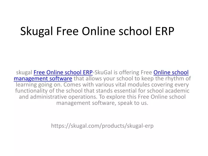 skugal free online school erp