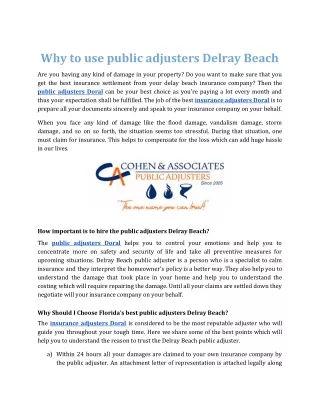 why to use public adjusters delray beach