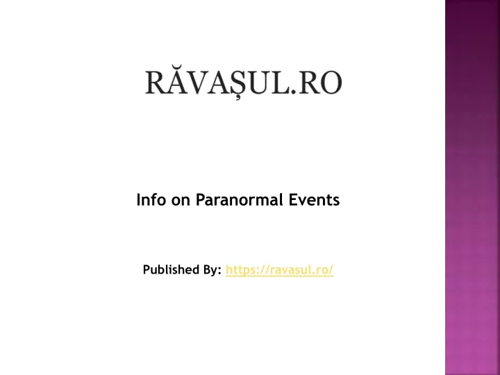 info on paranormal events published by https