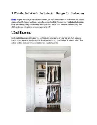 3 Wonderful Wardrobe Interior Design for Bedrooms