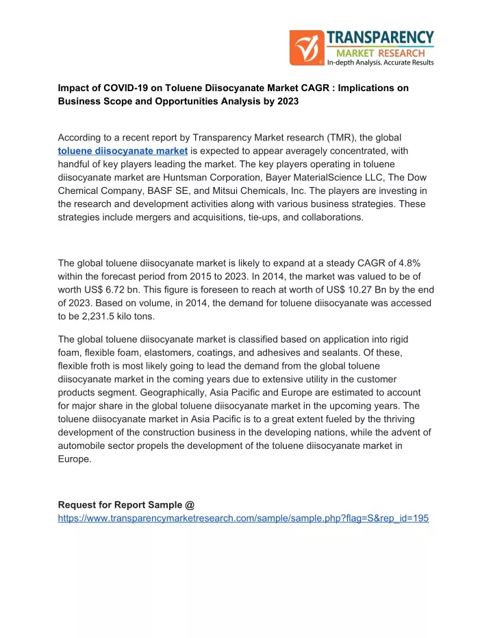 impact of covid 19 on toluene diisocyanate market