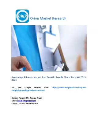 Gynecology Software Market Size, Growth, Trends, Share, Forecast 2019-2025