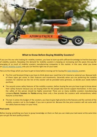 what to know before buying mobility scooters