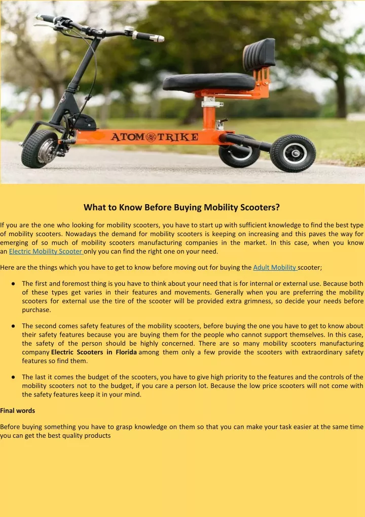 what to know before buying mobility scooters