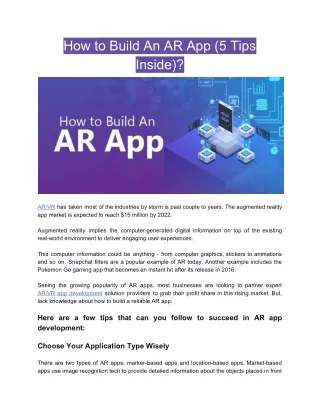 How to Build An AR App (5 Tips Inside)?