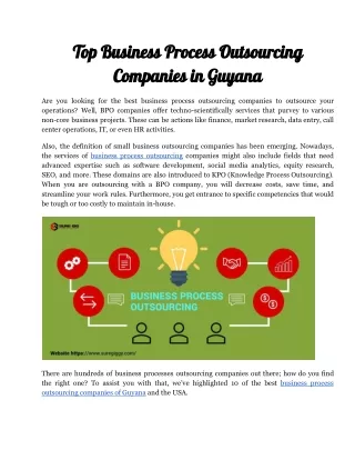 Top Business Process Outsourcing Companies in Guyana