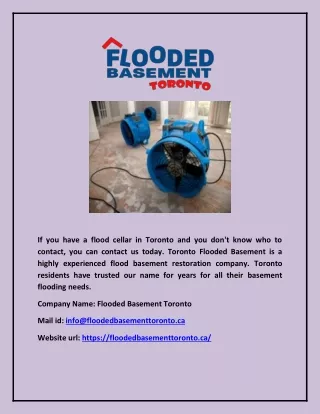 Flooded Basement Service | floodedbasementtoronto.ca