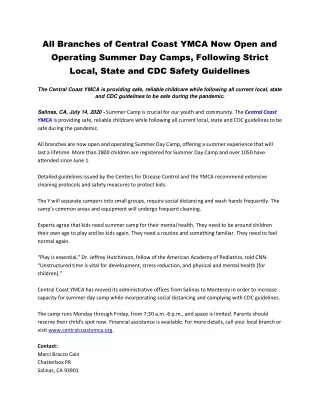 all branches of central coast ymca now open