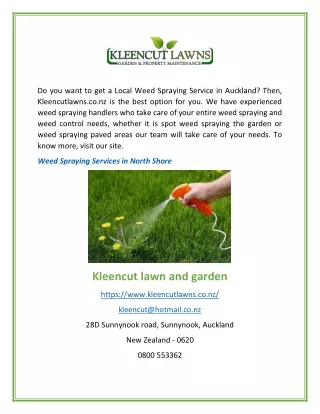Best Weed Spraying Services in North Shore | Kleencut Lawns