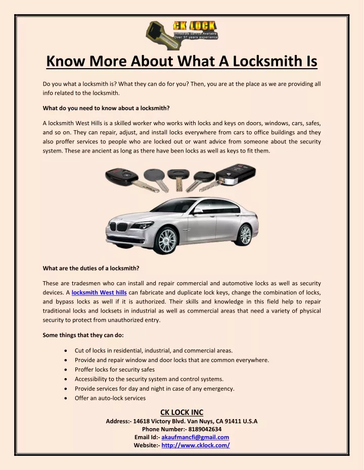 know more about what a locksmith is