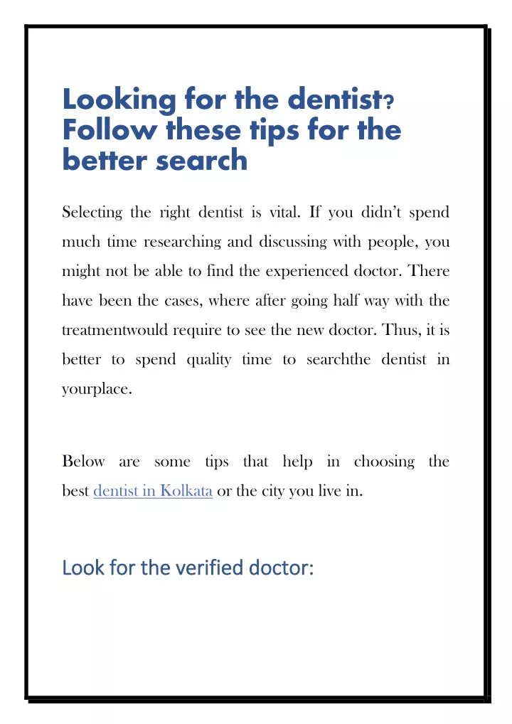 looking for the dentist follow these tips