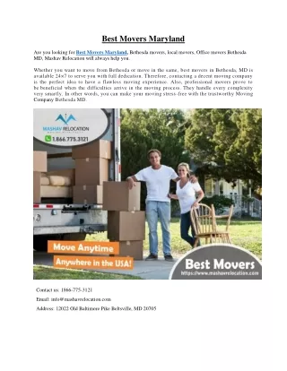 Best Movers Maryland