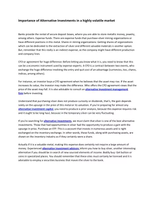importance of alternative investments in a highly