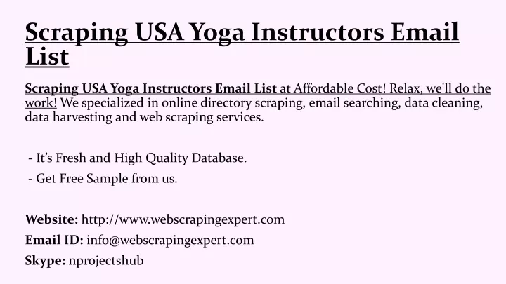 scraping usa yoga instructors email list