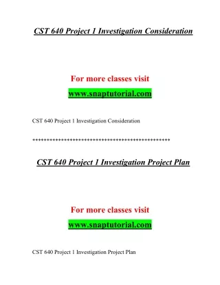 CST 640 Genuine Education / snaptutorial.com