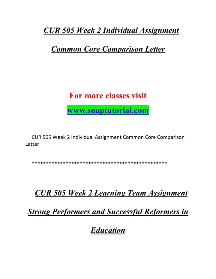 cur 505 week 2 individual assignment