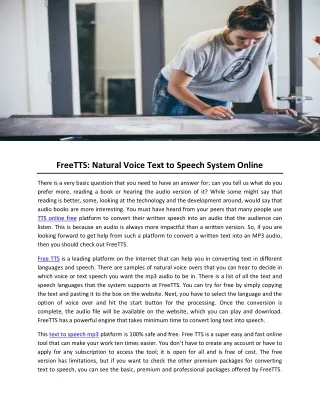 FreeTTS- Natural Voice Text to Speech System Online