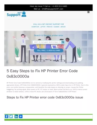 Easy Steps to Fix HP Printer Error Code 0x83c0000a