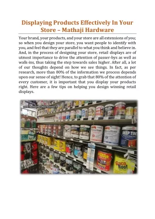 Displaying Products Effectively In Your Store - Mathaji Hardware