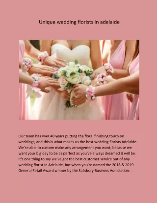 Unique wedding florists in adelaide