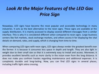 Look At the Major Features of the LED Gas Price Sign