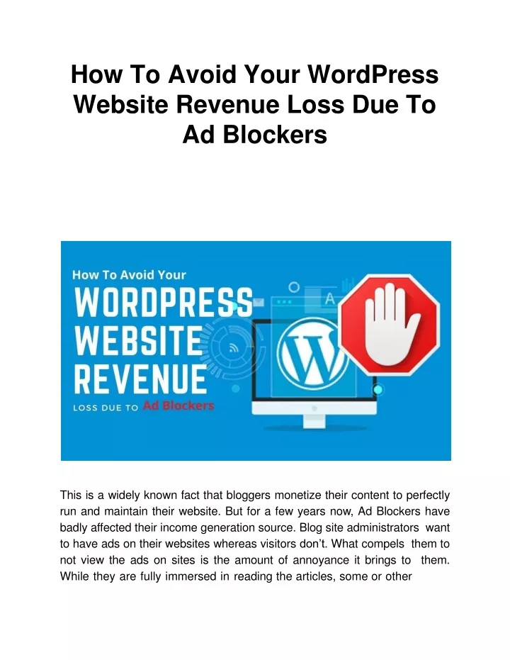 how to avoid your wordpress website revenue loss due to ad blockers