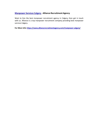 manpower services calgary alliance recruitment