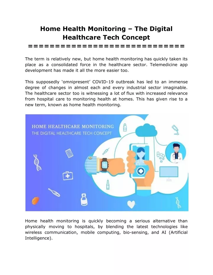home health monitoring the digital healthcare
