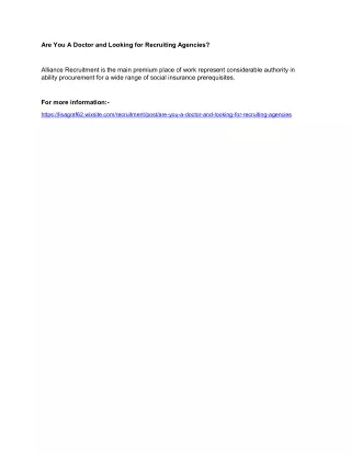 are you a doctor and looking for recruiting