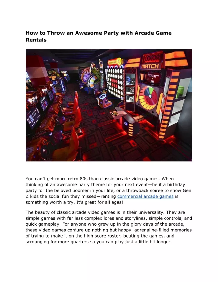 how to throw an awesome party with arcade game