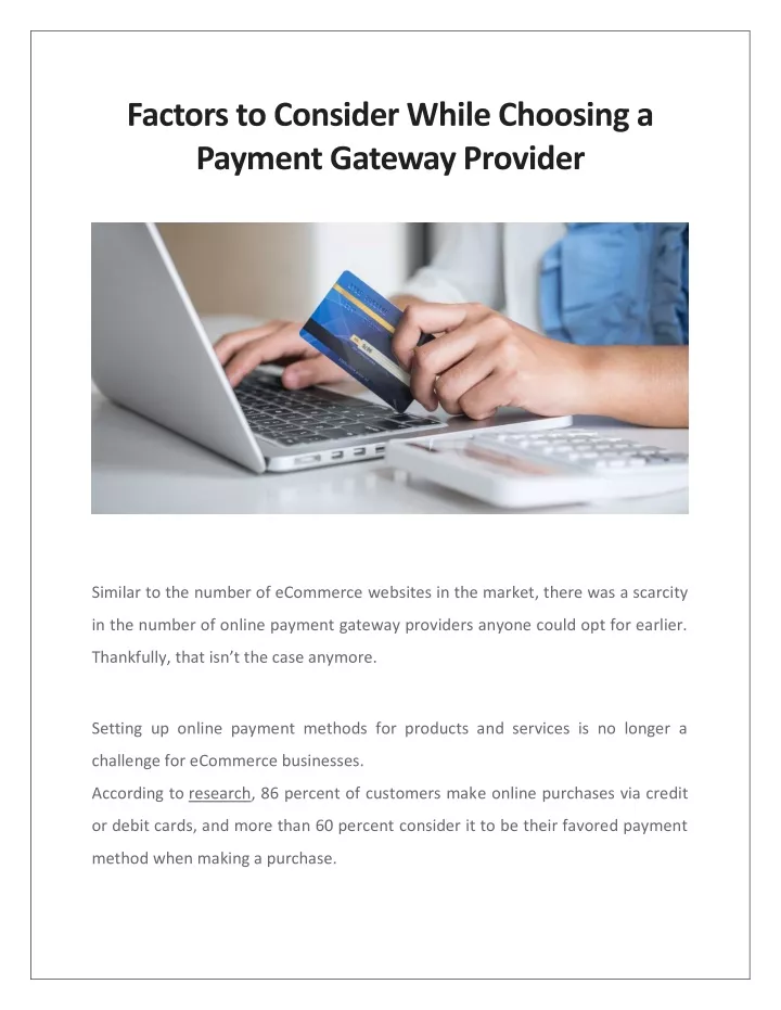 factors to consider while choosing a payment