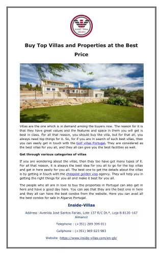 Buy Top Villas and Properties at the Best Price 